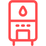 red icon on white background of a water heater
